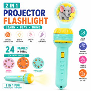 Kids Flashlight Projector Toy – Story Projection Torch with Multiple Slides, Educational Bedtime Learning Toy for Boys & Girls