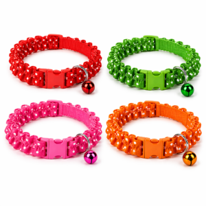 Cat Fancy Collar Combo – 4 PCS Stylish Adjustable Cat Collars with Bell & Cute Design. Cat & Puppy Collar with Bell,Kitten & Small Dogs Soft Adjustable,Safe,Solid & Protective Breakaway for Cats & Puppies,Cute Kitty Neckband with Diamond Print-